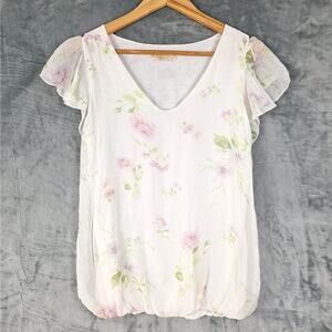 Womens Top Small Silk Romantic Floral Angel Boho Feminine Soft Girl Dainty Fairy